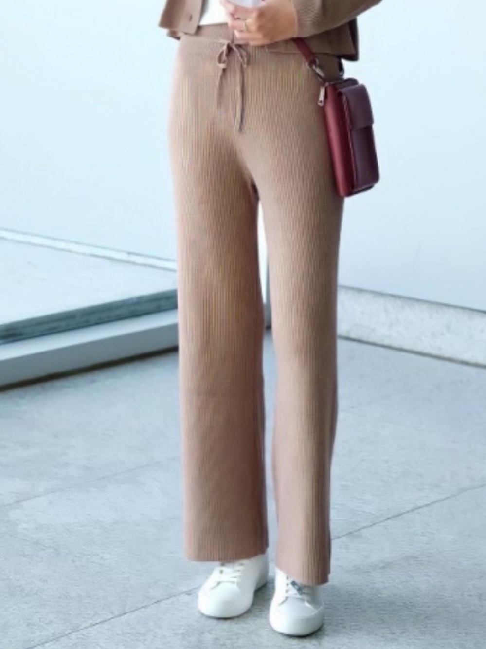 Uniqlo Knit Rib Pant - Light Brown/Khaki